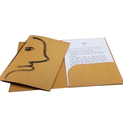 China Custom Printed Kraft Brown School Office Paper File Cardboard Soft Cover Custom Paper Packaging White Folder for sale