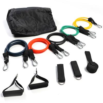 China Imported Latex From Malaysia 11Pcs Natural Latex Workout Fitness Equipment Resistance Bands Set For ABS Exercise for sale