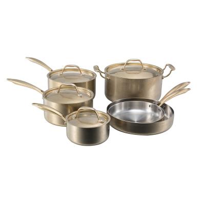 China Retro Stainless Steel Kitchen Cookware Triple Sustainable High Temperature Resistant Aesthetic Set for sale