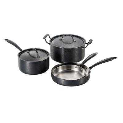 China New Design Black Stainless Steel Retro Kitchenware 6Pcs Cookware Set Trivially Sustainable for sale