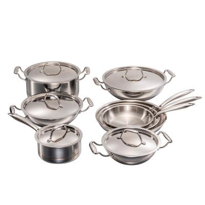 China Sustainable Luxury 13Pcs 5-Layer Copper Stainless Steel Cookware Set for sale