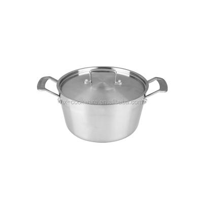 China Triple Sustainable Cookware 3 Layers Stainless Steel Boiling Pot for sale