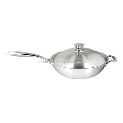 China Stainless Steel Titanium Copper 2.2mm 2.5mm Non Stainable Copper 2.2mm 2.5mm Triple Sustainable Cookware Customized Stick Wok With Steamer for sale