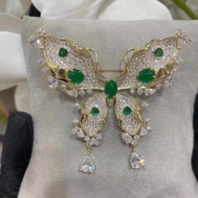 China Silver Trend Cubic Zirconia Jewelry Brooches Pins Butterfly Brooch Pin for sale