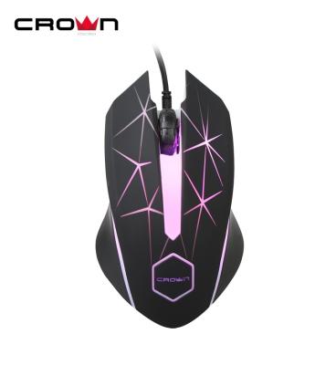 China CROWN 3D Gaming Mouse Ergonomics 1000/1200/1600/2400 Led DPI Factory Supply Gaming Mouse Optical Cable Pink for sale