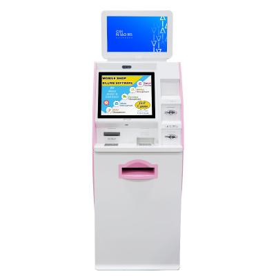 China Indoor Payment Solution Kiosk HXtouch Self Service Payment Kiosk Machine 1920*1080 J1900 Kiosk Payment Terminal With Cash And Card Payment For Bank for sale