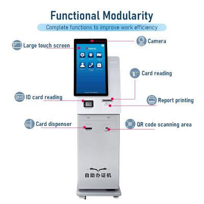 China Indoor payment solution kiosk 23.6 inch self service cash and card machine self-service-machine 180 degree deflflection angle for business lobby for sale