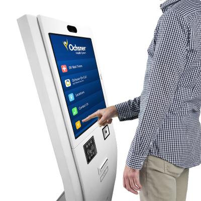 China Indoor Payment Solution Kiosk 23.6inch Printing Kiosk Self Service A4 Print Service Kiosk 180 Degree Defflflection Angle Thermal Line Restaurant for sale