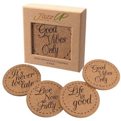 China Sustainable Natural Round Cork Coasters With Gift Box Set Thick Cold Drinks Wine Glasses Mugs Cork Coaster Mugs for sale