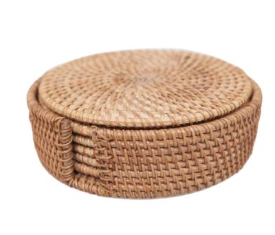 China Renel Sustainable Handmade Natural Water Woven Round Table Placemats Hyacinth Woven Coaster for Dinner and Drink for sale