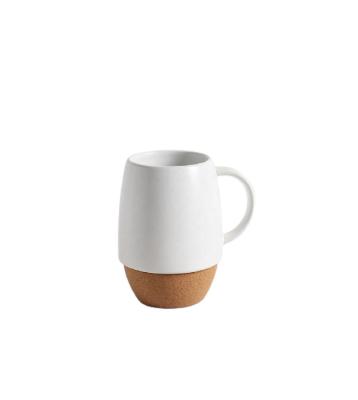 China 11oz Mugs White Coffee Mug Sublimation Viable Ceramic Tumbler With Cork Bottom for sale