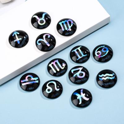 China 12 Constellations Glass Cabochon 10mm 12mm 18mm 25mm Round DIY Glass Bead Jewelry Photo Round For Necklace Key Chain Bracelet PEND KM-004 for sale