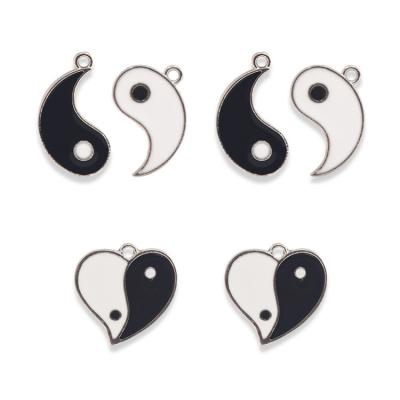 China Cute Enamel Charm Yin Yang Eight Trigrams Alloy Pendant For Jewelry Making Diy Small Bracelet Charms for sale