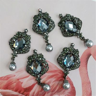 China NEW Sustainable Water Drop Button Pearl Rhinestone Alloy Buttons Flatback DIY Embellishments Dress Decoration for sale