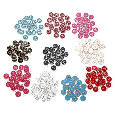 China 15*13mm TRENDY English Letter A-Z Charms Drop Oil 7 Colors Fit DIY Jewelry Necklaces Bracelets Pendants Grades for sale