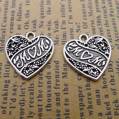 China TRENDY Sterling Silver Heart I Love Mom Bracelets Charms Mother's Day Gift Pendant Jewelry Making DIY Handmade Accessories Wholesale for sale