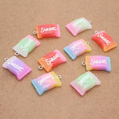 China FASHIONABLE Colorblock Shiny Candy Charms Transparent Pendant Earrings Necklace Square Head Accessories DIY Resin Jewelry Chain Pendant for sale