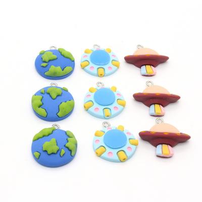 China FASHIONABLE Cute Earth UFO Charms DIY Resin Pendant Jewelry Findings Heading For Necklace Earrings Key Chain for sale