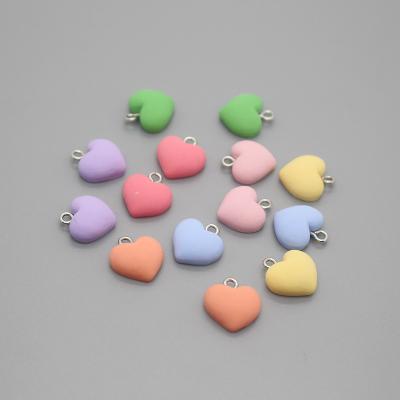 China Matte Color Resin Heart Pendant TRENDY charms necklace sweet earrings chain bracelet head pendant for jewelry making for sale