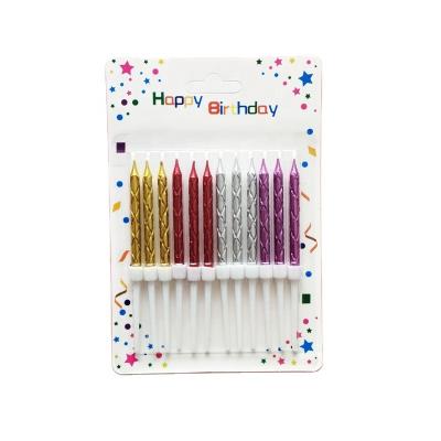 China Creative Long Pole Birthday Candles 12 Diamond Shaped Spiral Candles for sale