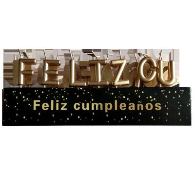 China Spanish Birthdays Happy Birthday Letter Candle Gold Spanish Candles for sale