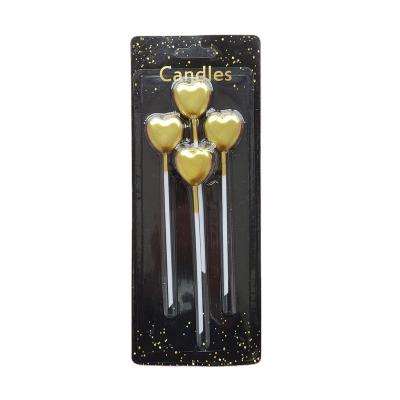 China Bestselling 4 Long Pole Love Candle Cake Birthday Golden Candle Birthdays for sale