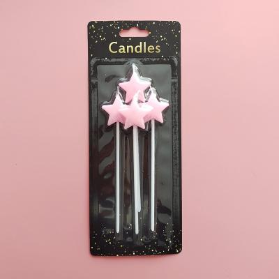 China Wedding Christmas Long Pole 4pc Birthday Party Gift Star Shaped Candle Colorful Birthday Candle for sale