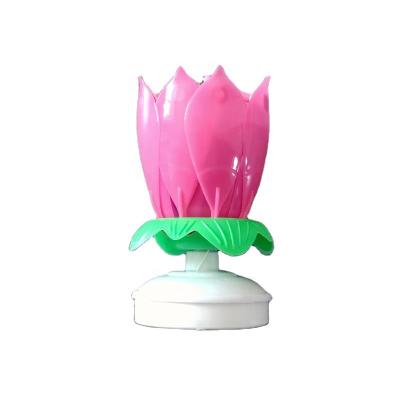 China Birthday Cake Toppers Lotus Swirling Music Candles Christmas Holiday Decorations Party Candles for sale