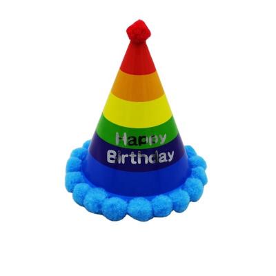 China 2022 Most Popular Fashion Party Children's Pointed Fluff Happy Birthday Party Hat for sale