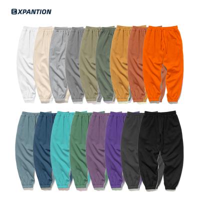 China EXP factory anti-pilling OEM wholesale custom embroidery printed streetwear white drawstring fleece autumn oversized unisex sweatpants for sale