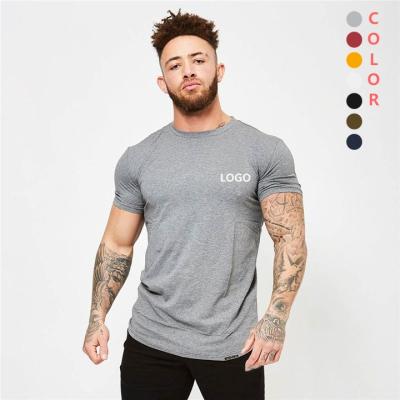 China Custom Made 95%cotton 5% Spandex Breathable T-shirt Printing Crew Neck Gym Shirts Men Mens Fitness Shirt Manufacturer for sale