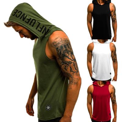 China Anti-Wrinkle Shape Mens Hoodie Sleeveless T-Shirts Summer Cool Muscle Sweatshirt Hoody Tops GYM Sport Slim Fitness Hooded Sportswear Tees for sale