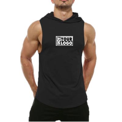 China free shipping Anti-wrinkle wholesale custom design or workout gym blank sleeveless hoodie for men for sale