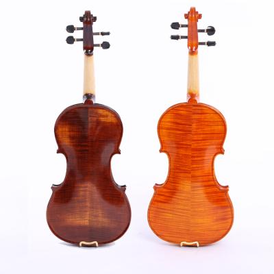 China Violin Fiddle Flame Maple Solo Adult Violin Handcrafted Impeccable High Quality for sale