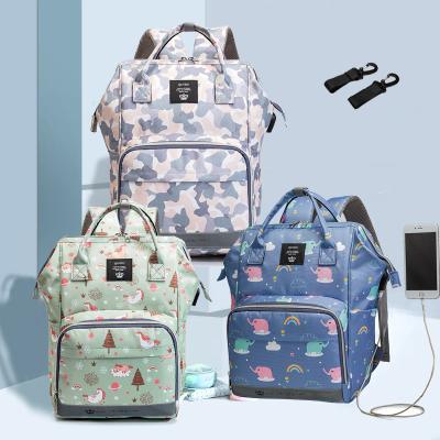 China Multifunctional Water Resistant Mommy Bag Large Capacity Mother and Baby Bag Backpack with USB Diaper Backpack Women Filling Custom Bags for sale