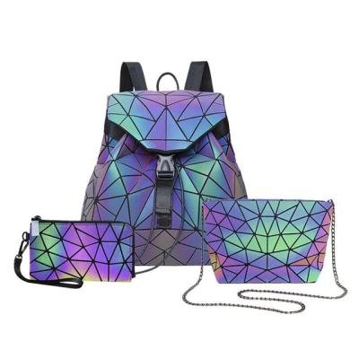 China Custom Fashion College School Backpack For Girls School Bags Backpack For Teenagers Diamond Geometric Luminous Backpack For for sale