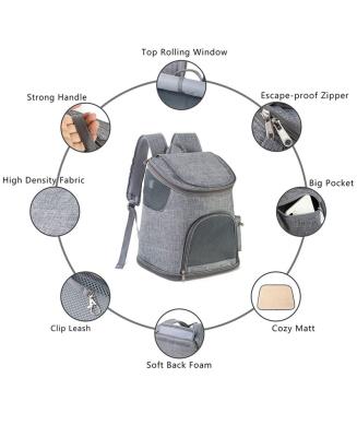 China Small Dog Cat Pet Backpack Airline Travel Outing Breathable Scratchproof Zipper Carrier Walking Backpack 12.2 x 11 x 15 inch for sale