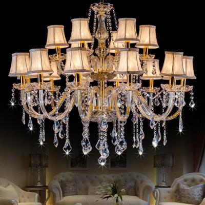 China Modern Contemporary Amber Crystal Chandelier Hotel Classic Lobby Indoor Indoor Pendant Light for sale