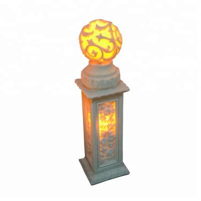 China Artistic Outdoor Lantern Height 900mm Polyresin LED Garden Post Lamp For Decoration for sale