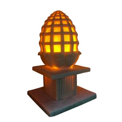 China Polyresin Garden Decoration And Pineapple Decorative Sandstone Floor LED Lamp for sale