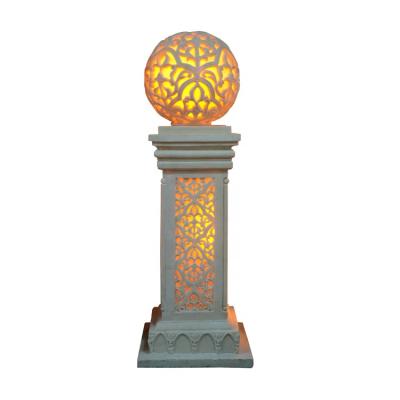 China H1320mm Light Pole Antique Sandstone Outdoor Garden LED Light Post For Garden Ornament for sale