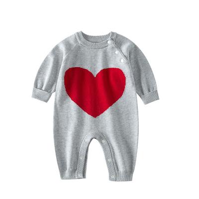 China Breathable baby clothes autumn men and women one-piece baby sweater knitted cotton full moon suit long-sleeved outing suit for sale