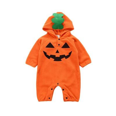 China Halloween wholesale clothing children's winter crawling clothes breathable funny pumpkin monster small and autumn baby jumpsuit for sale