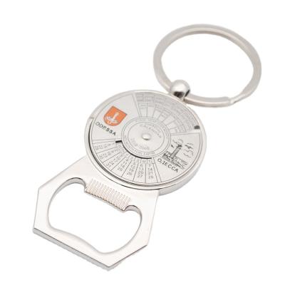 China Sustainable Innovative Product Zinc Alloy Calendar Bottle Opener Key Chain for sale