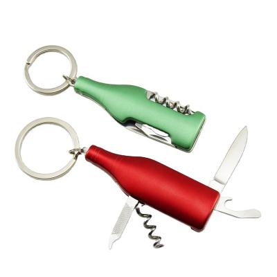 China Factory Promotion Metal 4 in 1 Knife Aluminum Multi Function Metal Pocket Tool Key Chain for sale