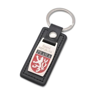 China Black Prague Tourist Souvenir Key Chain Souvenir Gift Souvenir Metal Key Ring Praha Metal PU Key Chain for sale