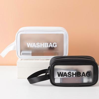 China Durable Waterproof Cosmetic Transparent Makeup Bag PVC Leather Bag Woman Wash Bag For Travel for sale