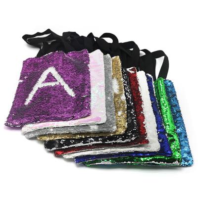 China Glitter Handled Canvas Tote Bag With Double Layer Tote Reversible Sublimation Sequined Canvas Shopping Bag for sale