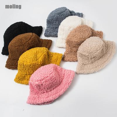 China Wholesale custom warm berber fleece plush furry plush corduroy plush winter fur bucket hat white simple white custom made to order for women for sale