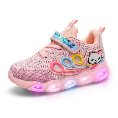 China Frozen Princess Kids Led Flashing Luminous Anti-slippery Sneakers Kid Rejects Girls Sports Shoes With Lights for sale